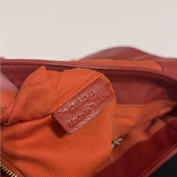 Chloe Grapefruit Red Leather Satchel Top Handle Brushed Gold Shoulder Bag Tote - Picture 3 of 12